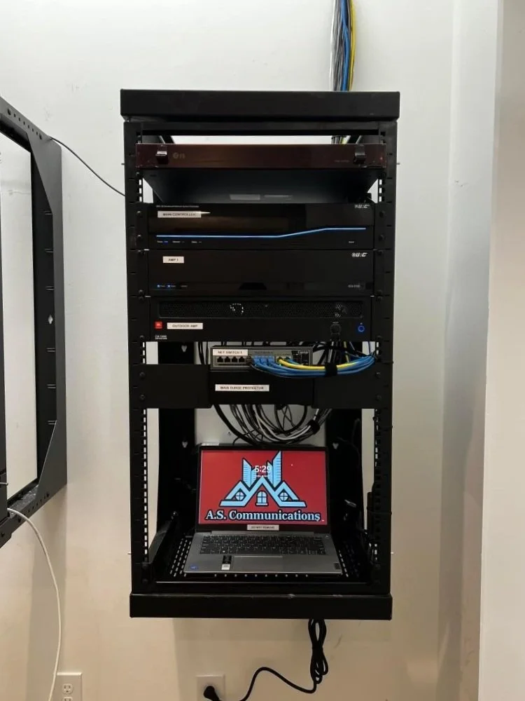 Server rack with network equipment
