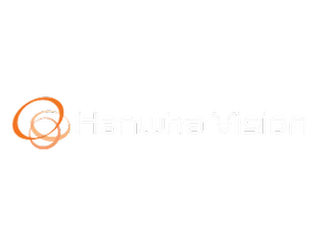 Hanwha Vision logo on black background
