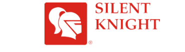 Red knight emblem and text logo